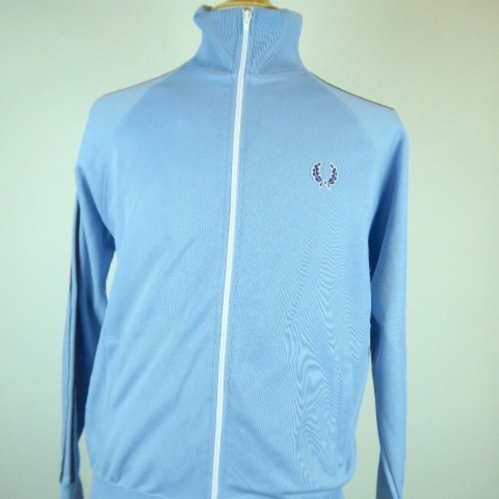 FRED PERRY BLUE TWIN TAPES ZIP FRONT JACKET M athletic track